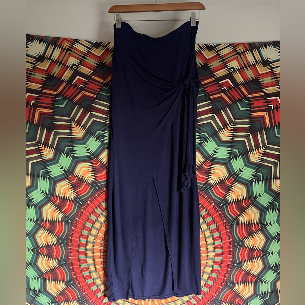 High Waisted Side Slit Wrap Skirt